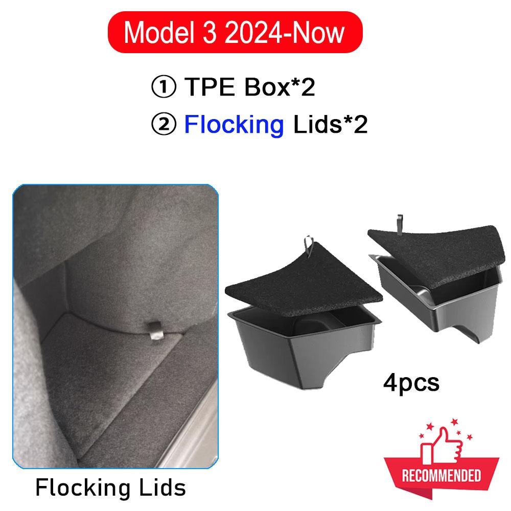 For 2026 2026 2026 Tesla Model 3 Rear Trunk Side Storage Box with Cover Tail Boot Organizer Partition Decoration Car Accessories