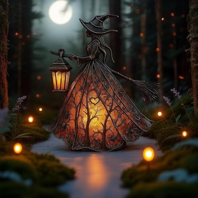 Halloween Witch Lamp Decor, Table Lamp for Spooky Atmosphere, Witch Theme Desk Light, Holiday Decoration