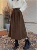 2025 Korean Style Women's High Waist Corduroy A-line Skirt – Autumn/Winter Retro Long Skirt with Large Hem and Slimming Fit