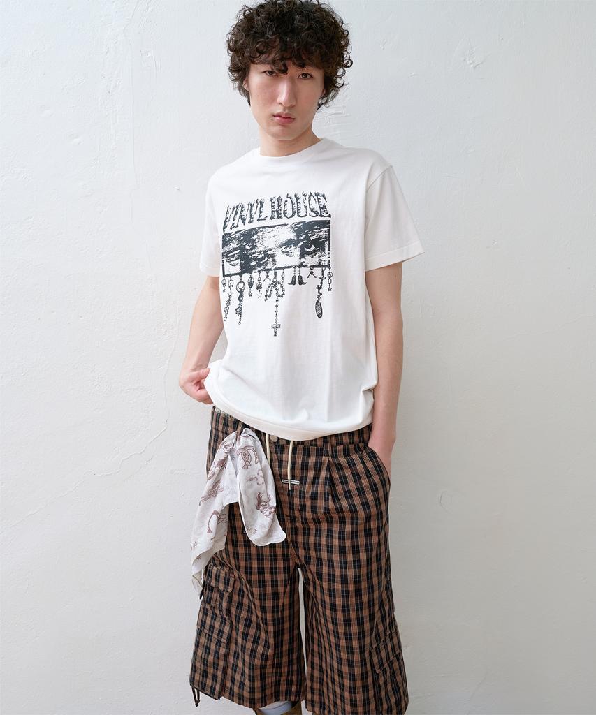 THEVINYLHOUSE Pantaloncini Cargo a Quadri Stratificati Marrone