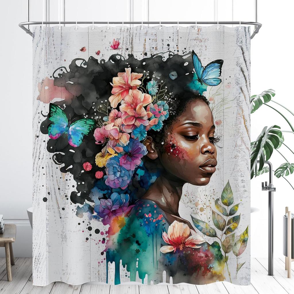 Spa Modern Shower Curtain Black White Blue Abstract Shower Curtain Set for Bathroom Tree Stone Men Waterproof Bathtub Curtain