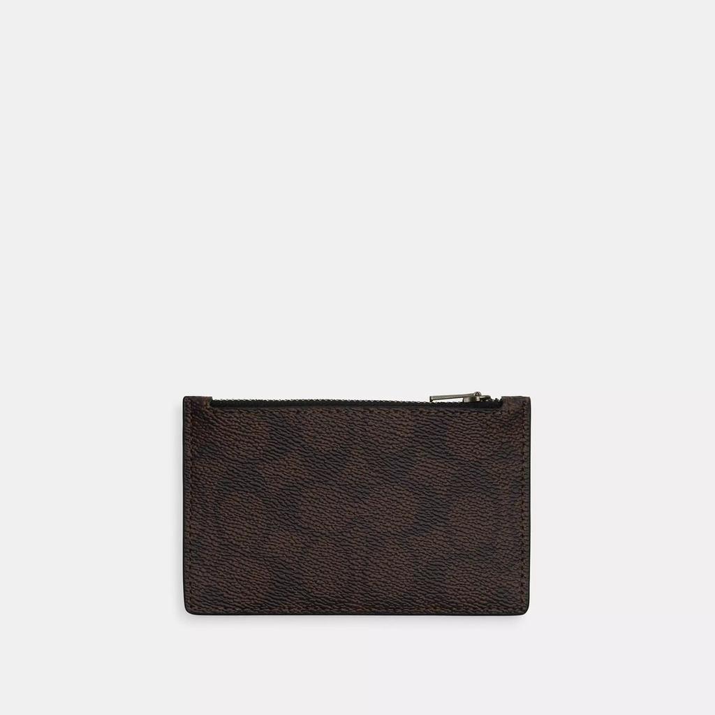 Coach Zip Card Case In Signature Gunmetal Charcoal Black