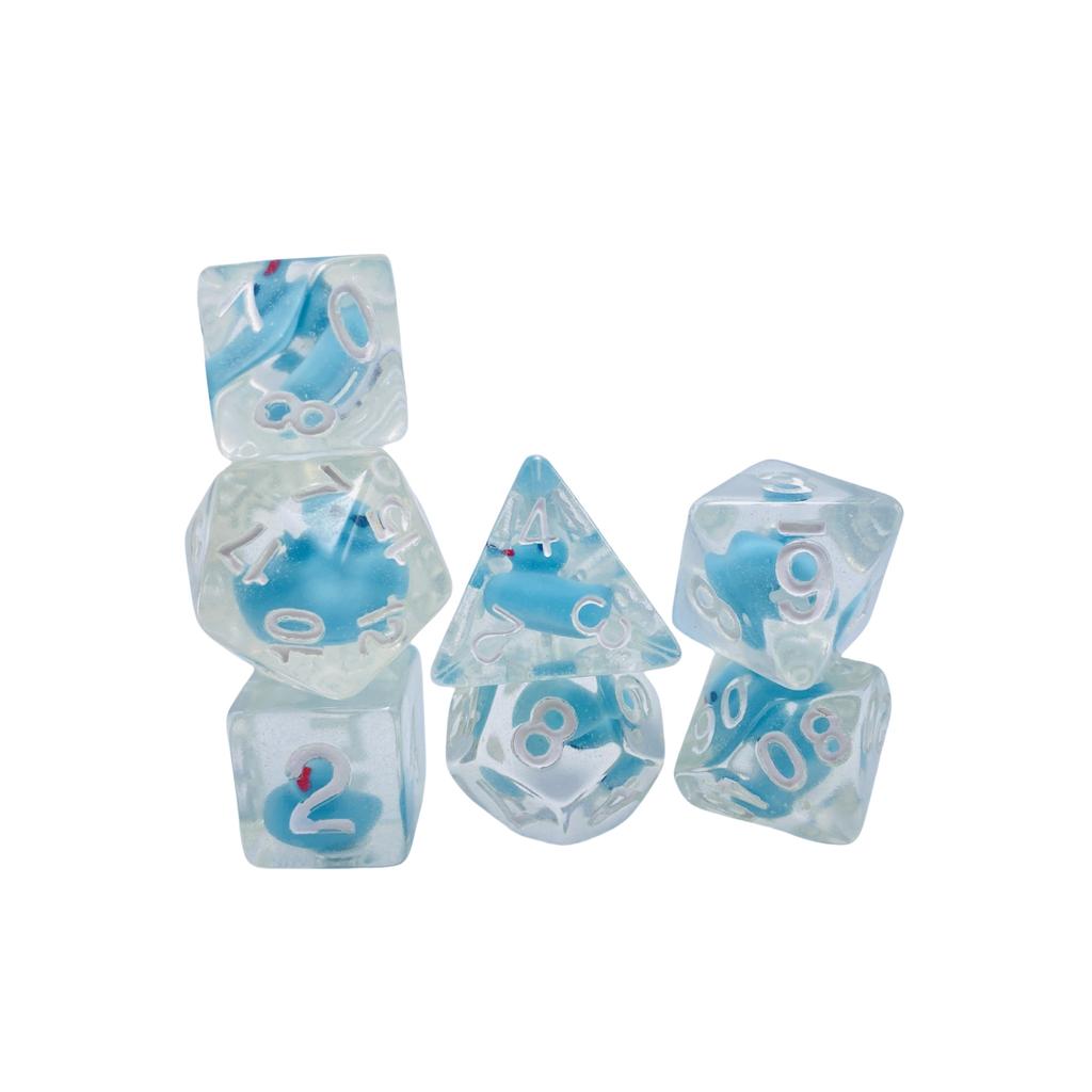 7-Die Dice DND, Rubber Ducky DND Dice, Dice Tray, D and D Dice for Dungeons and Dragons Gift (Dice Set Only)