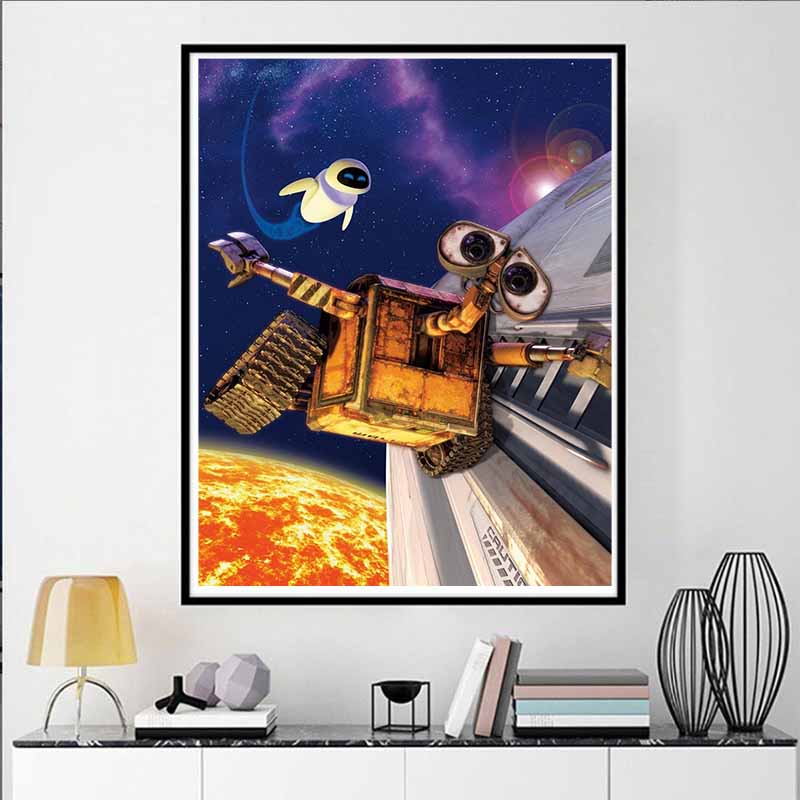 Disney Diamond Painting WALL E  EVE Space Adventure Illustration 5D DIY Diamond Painting Embroidery Set Round  Diamond Art Mosaic Home Decor