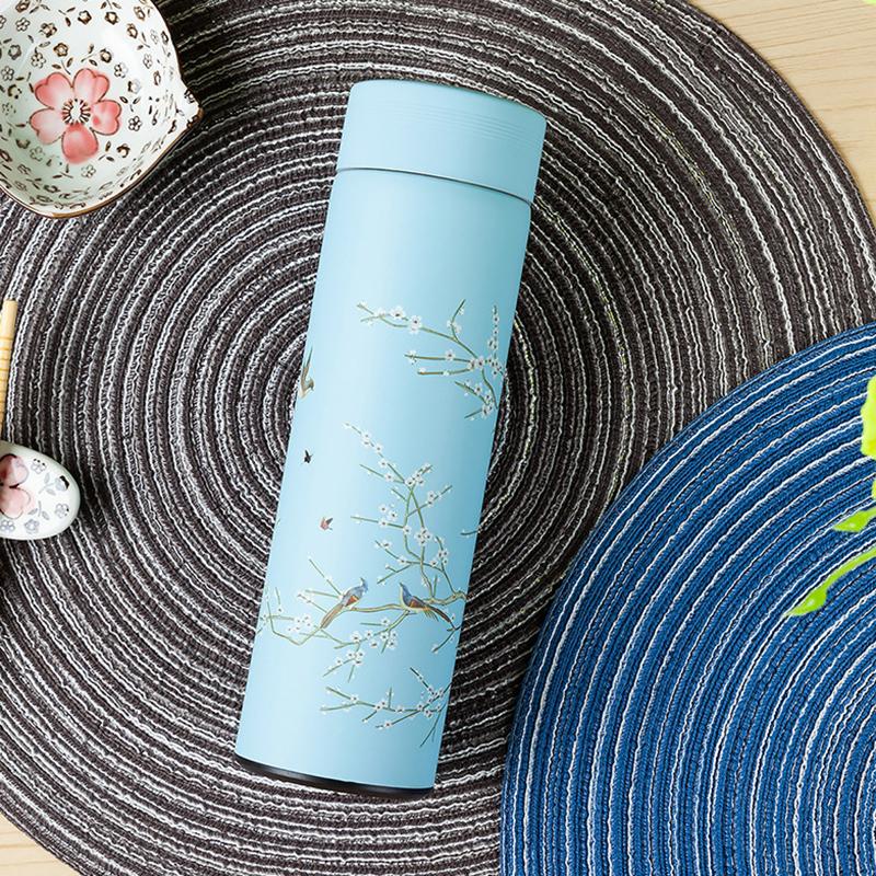 500ML Stainless Steel Thermos Coffee Tea Mug Chinese Classical Style Water Bottle With Filter Thermo Cup