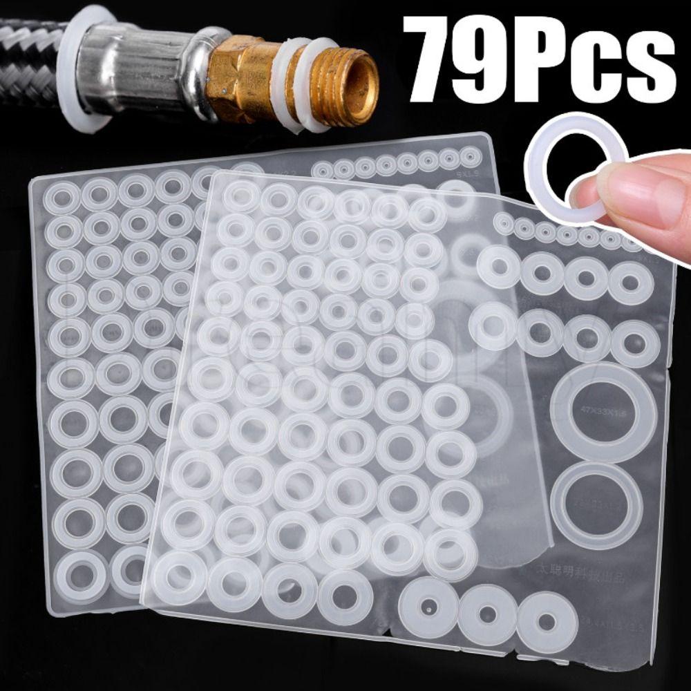 79Pcs Leak-proof Faucet O-Ring Sealing Gasket Replacement High Temperature Resistant Pipe Connection Gasket Silicone Elastic