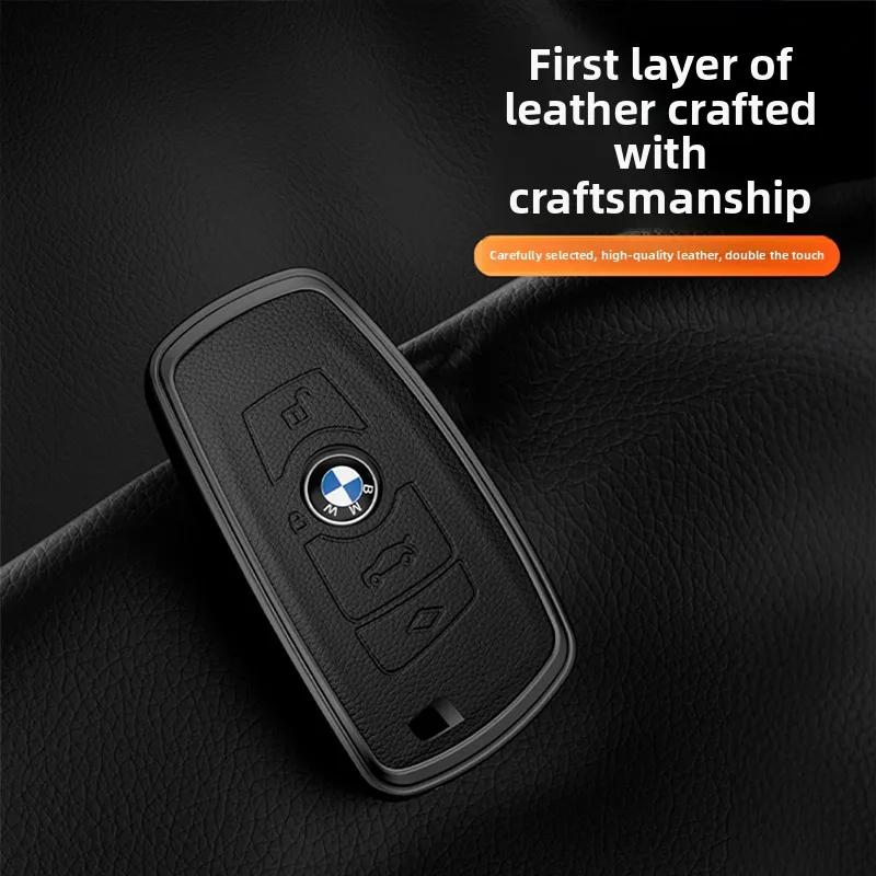 BBJH7 Car Key Case for BMW 216i F46 X1 X2 X3 X5 X6 GT 2 5 6 7 Series 3 4 Buttons Smart Keyless Remote Control Fobs Protector Cover