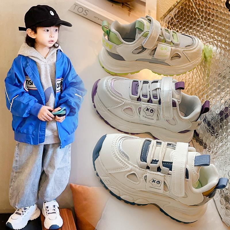 Boys' Autumn Running Shoes for Older Children, Soft-soled and Breathable White Shoes