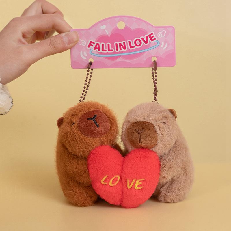 Confession of The Dog Sticker Plush Keychain, Cute Kapibala Best Friend Couple Schoolbag Pendant, Small Gift