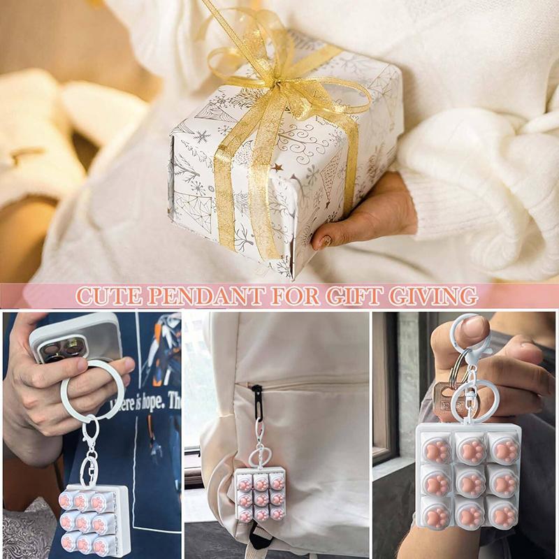 9 Keys Keyboard Key Toy Cat Paws Finger Button Stress Relief Toys Mechanical Keyboard Keycaps Keychain Office Decompression Calm