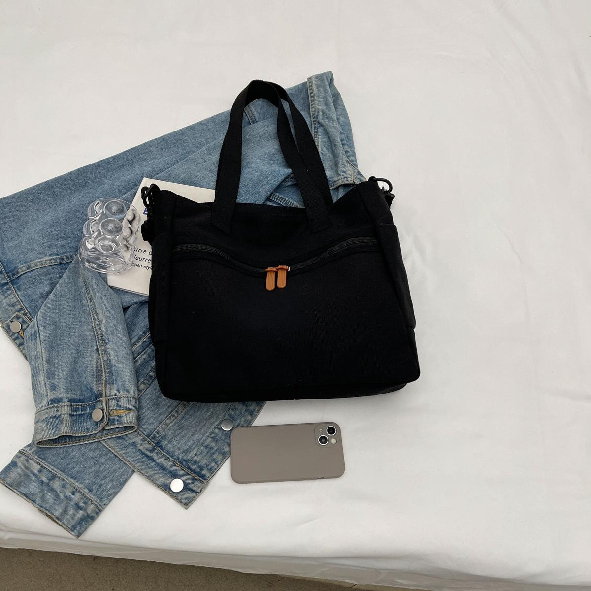 

Студенческая сумка-мессенджер, женская сумка, новая нишевая литературная портативная холщовая сумка-тоут, простая сумка-мессенджер чёрный