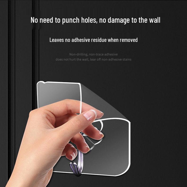 Transparent Traceless Adhesive Wall Hooks for Dorms - No Drilling Required 10 Pieces