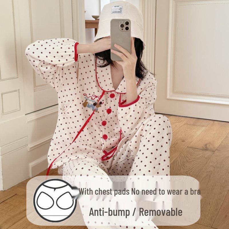 

Da Ju Yan Xuan Maternity Sleepwear: Air Cotton, Layered Breastfeeding Nightwear with Chest Pads for All Seasons XL