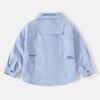 Spring and Autumn Children's Clothing, Children's Long-Sleeved Shirts, Boys' Cardigans, Letter Collar Tops, Baby Boys' Striped Casual Shirts