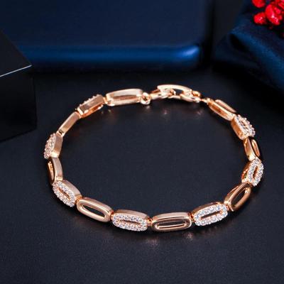 WWJ Hollow Carved Golden Color Cubic Zirconia Bracelets Bangle