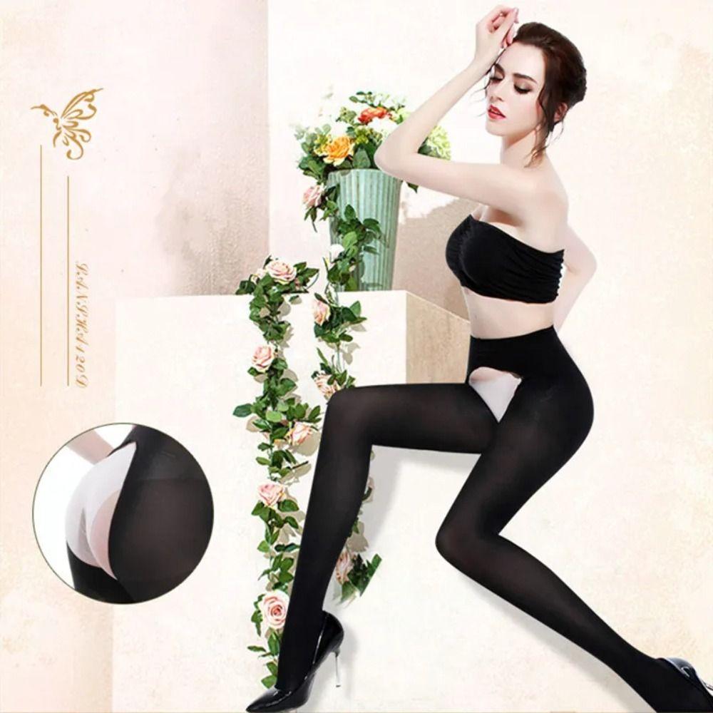 Step On Foot Women Leggings High Waist Plus Size Leggings Sexy Open Crotch Pantyhose  Women