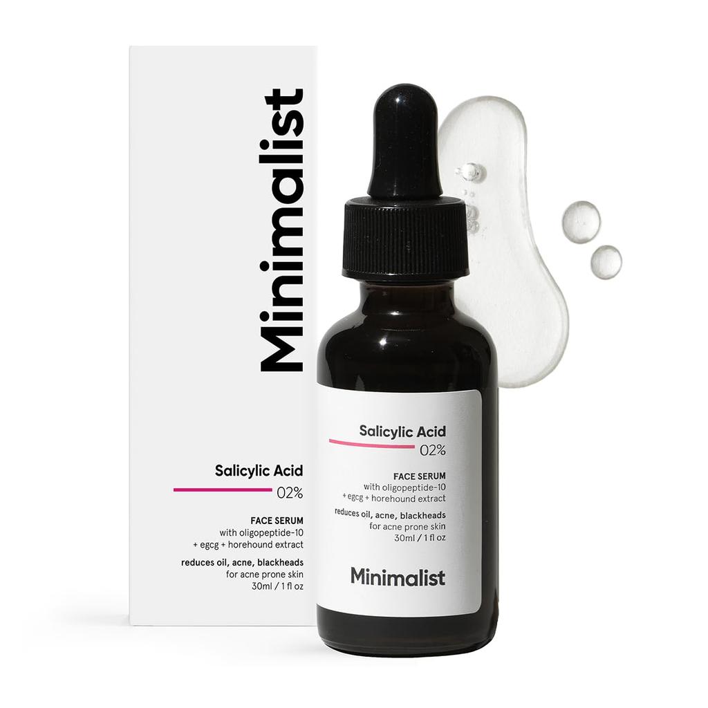 Minimalist Anti-Acne Face Serum 2% Salicylic Acid | Clears Blackheads, Reduces Oil & Bumpy Texture | BHA Exfoliant For All Skin Types | 30ml