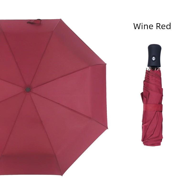 12-Rib Black Rubber Fully Automatic Folding Umbrella for Sun and Rain, Bulk Quantity, 70% off Sunshade Umbrellas with Logo Printing, Gift and