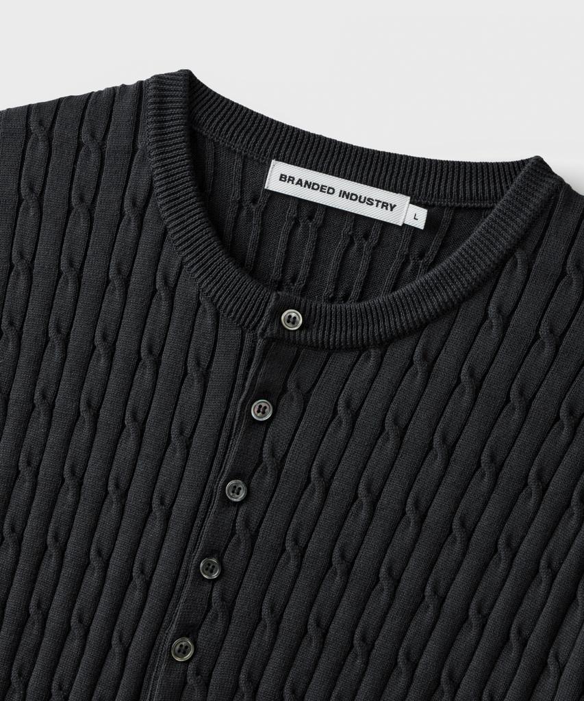 Beulaendideu Cabana Cable Henley Neck Half Knit [Graphite]