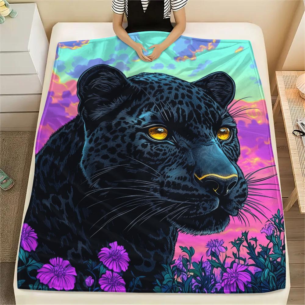 Black Panthers Print Flannel Blanket, High Quality Comfortable for All Seasons, Home Decor, Warmth and Comfort