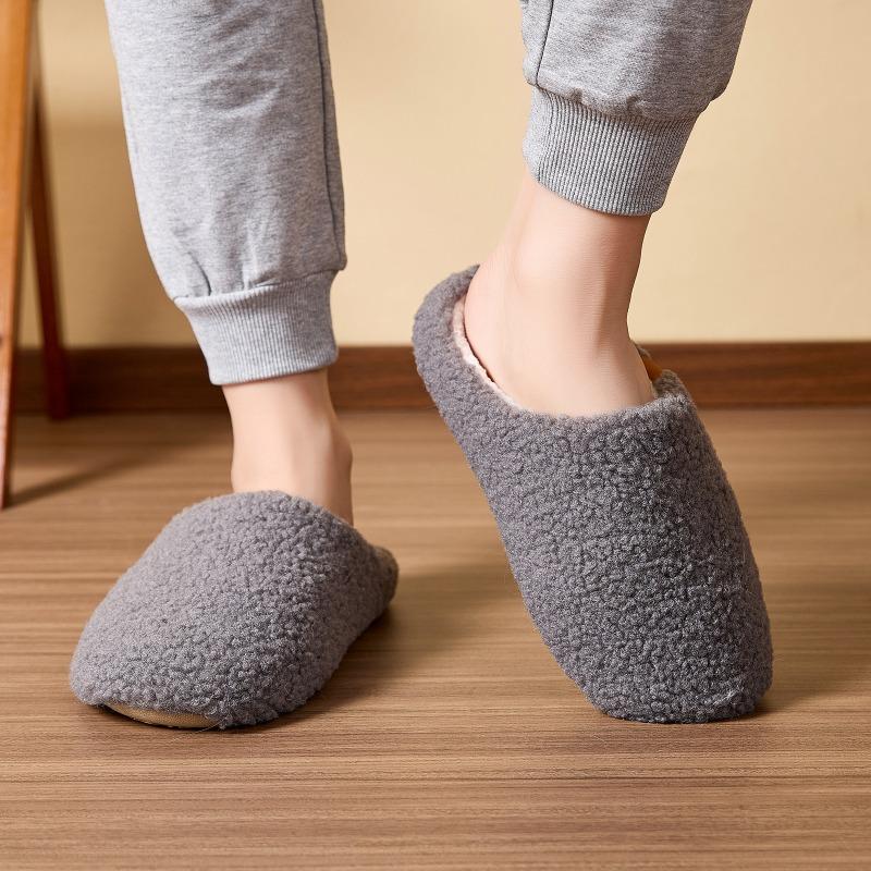 Hot-selling indoor soft-soled fluffy slippers winter home use piled warm couple cotton slippers non-slip cotton shoes