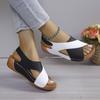 New Women's Contrast Color Wedge Sandals Summer Peep Toe Non Slip Beach Shoes Woman Comfortable Platform Roman Sandalias Mujer
