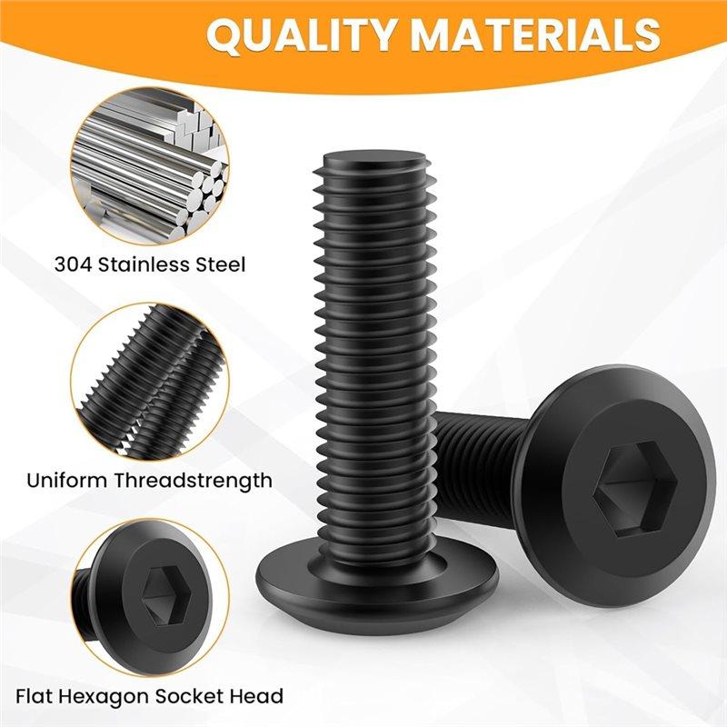 A74E-Threaded Insert And Bolt Kit- 50 Sets Of 1/4-20 X 19/32" For Wood, Hex Socket Drive Furniture Screw Nut Assortment