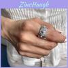 Heart Wide Gold Plated Adjustable Ring With Diamond Accents For Women And Men