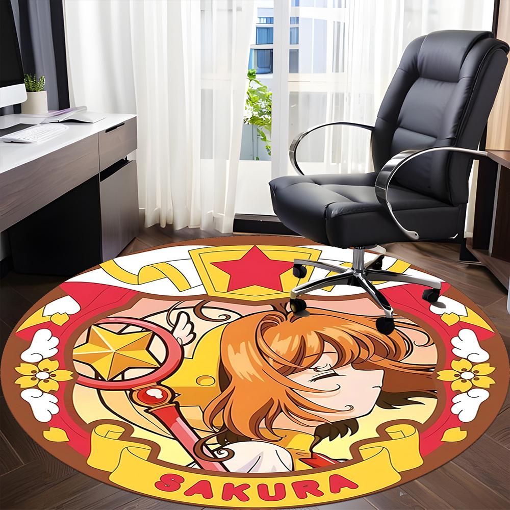 1pc Cardcaptor Sakura Office Round Area Rug, Indoor Mat Suitable For Office, Under Office Chairs Bedroom Living Room Home Decor  A0908147