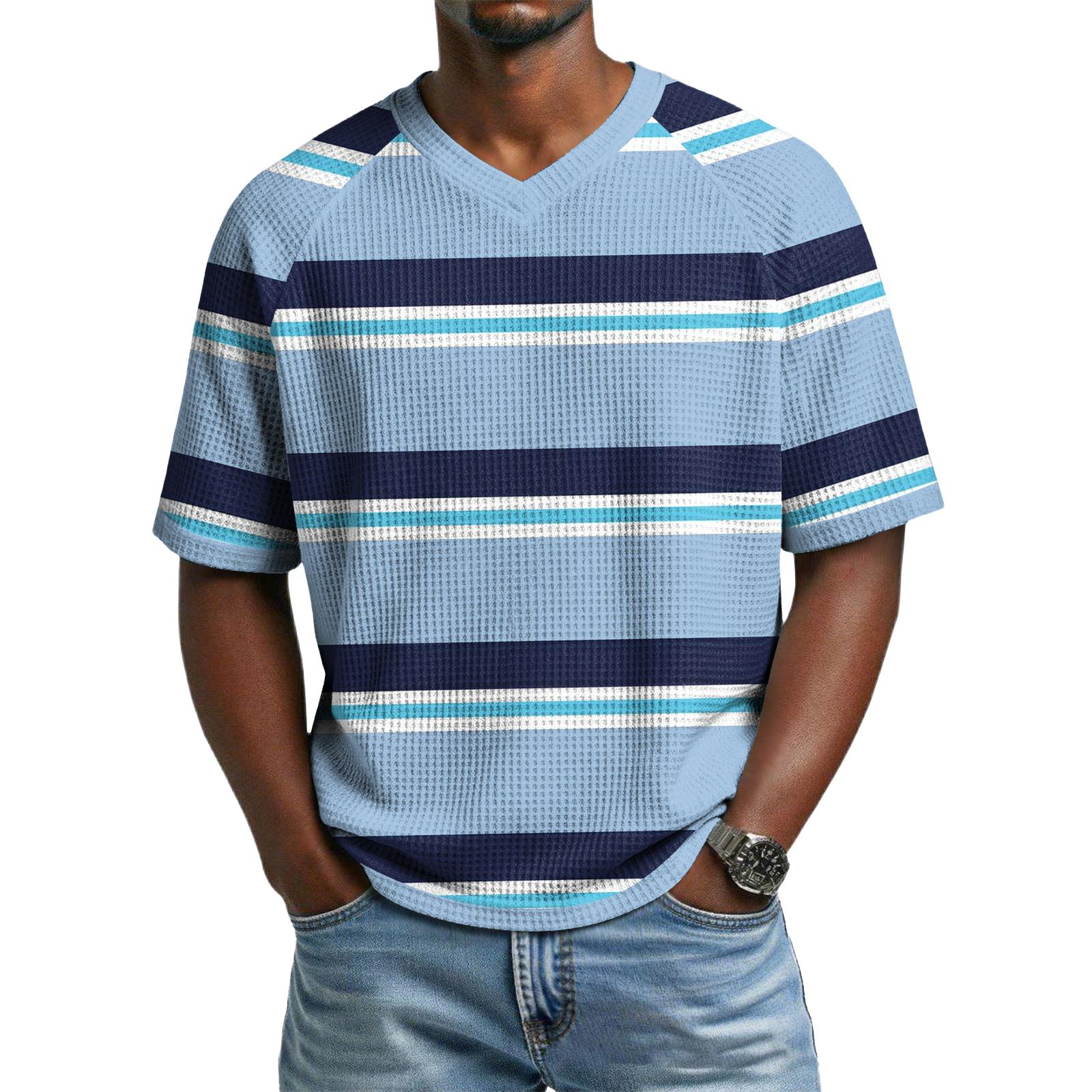 Men s Casual V-Neck Raglan Short-Sleeve Top XXXXL