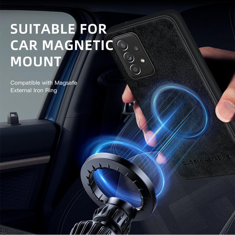 Classic Leather Wireless Charging For Magsafe Magnetic Case For Samsung Galaxy A52 A52S 4G 5G Soft Back Cover