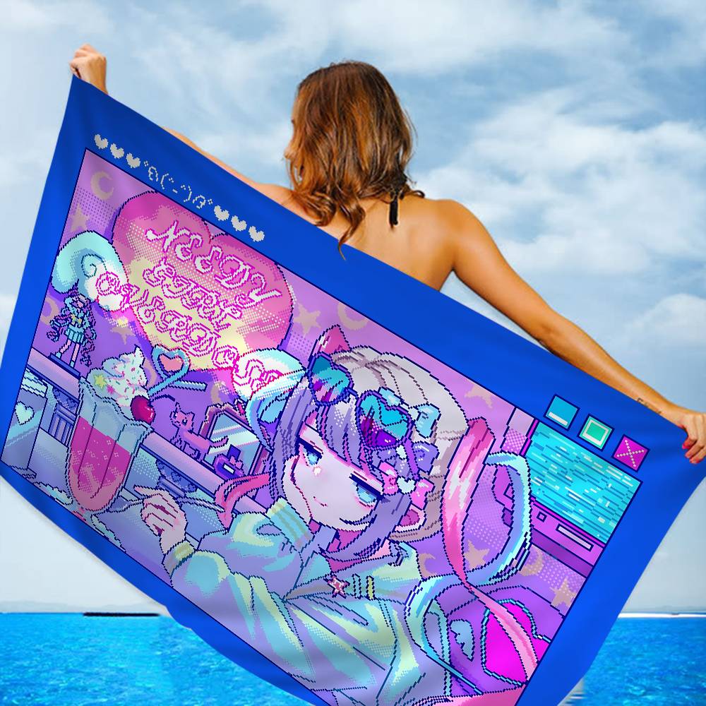 Psychological Visual Game NEEDY GIRL OVERDOSE Big Microfiber Beach Towels Quick Dry Towel Sand Beach Towels Pool Towel