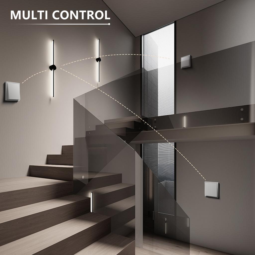 BSEED 1Gang 3Way Mechanical Button Switches Wall Light Switches EU Standard 80mm*80mm Plastic Frame 3Pack 10A
