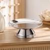 Stainless Steel Offering Tray Silver Round Shallow Plate with Pedestal Base Polished