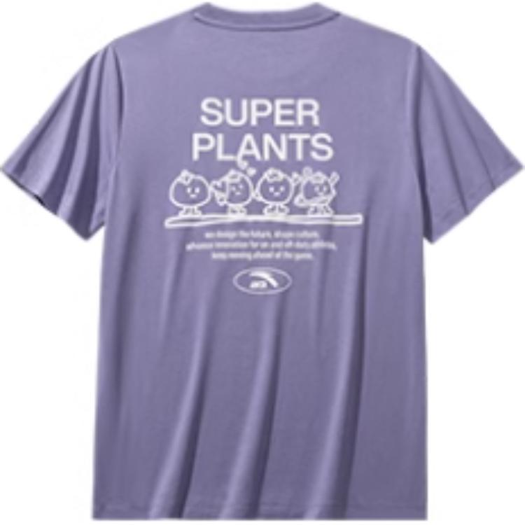 Anta X Super Plant Collaboration Lifestyle Series Sport Casual Simple Solid Color Round Neck Pullover Printed Letter Short Sleeve T-Shirt 962528106-4