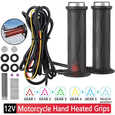 DC 12V Motorrad Hand Heizgriffe Smart Temperaturregelung Einstellbarer Hot Grip Griff 5-Gang Elektrische geformte Griffe Heizung