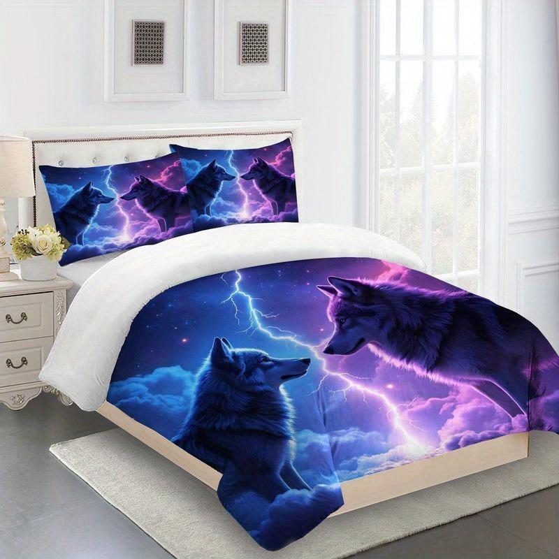 Wolf Bettwäsche Set Tiere Bettbezug Set Steppdeckenbezug Mit Kissenbezug Für Schlafzimmer Dekoration Geburtstagsgeschenk Halloween Weihnachtsgeschenk