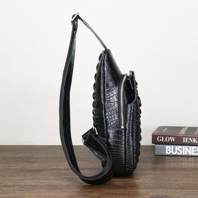 Crocodile Bone Skin Chest Bag, Men's High-end Single Shoulder Crossbody Bag, New Chest Bag, Large Capacity Trendy Men's Bag