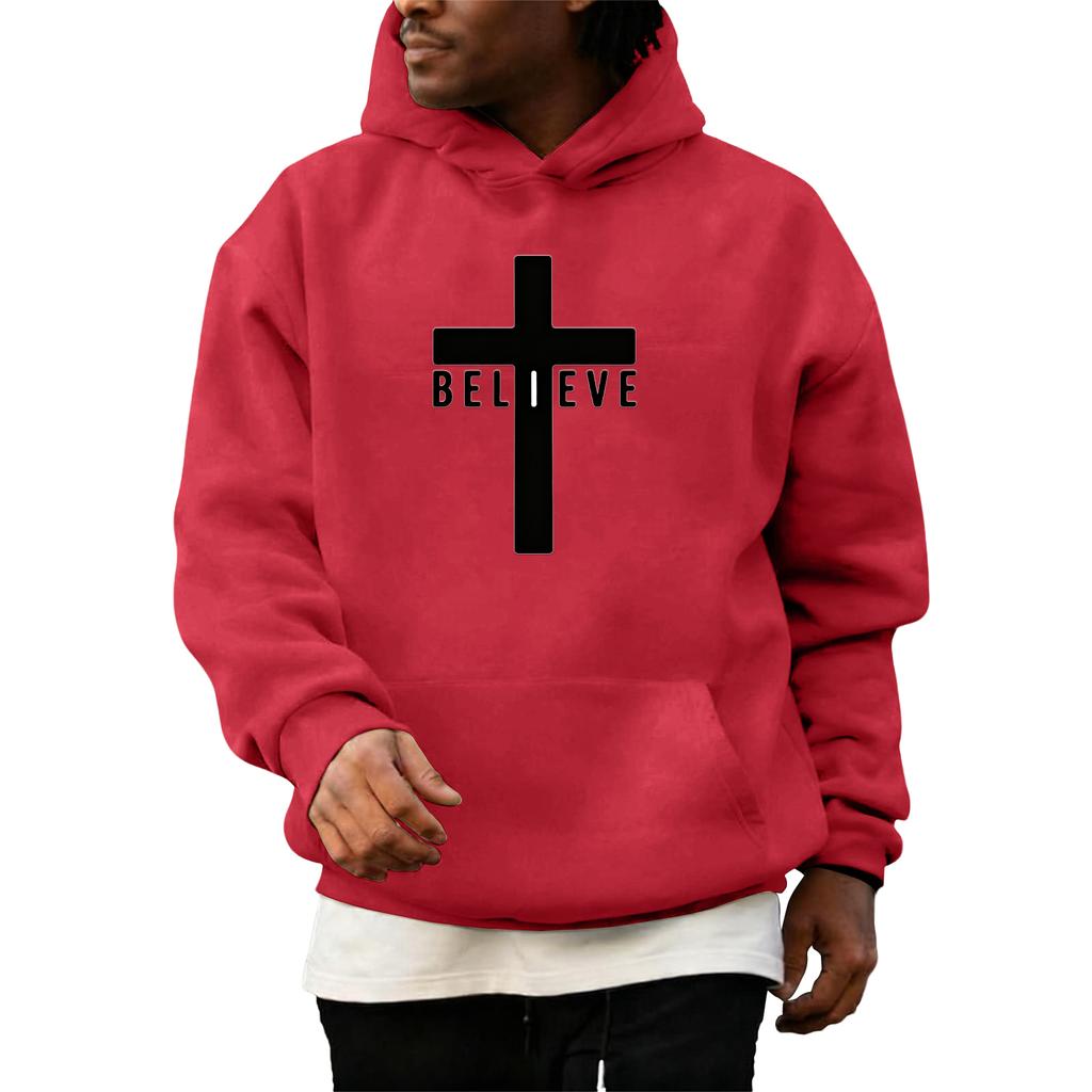 Pullover für Herren Kreuz Pullover Kapuzenpullover Grafik Langarm Sweatshirt