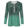 Women's Button Neck Tops Women's Blouses Women's Casual Daily Tops Long Sleeve V Neck Fashion Print Shirt Tops T Shirt Pullover Tops