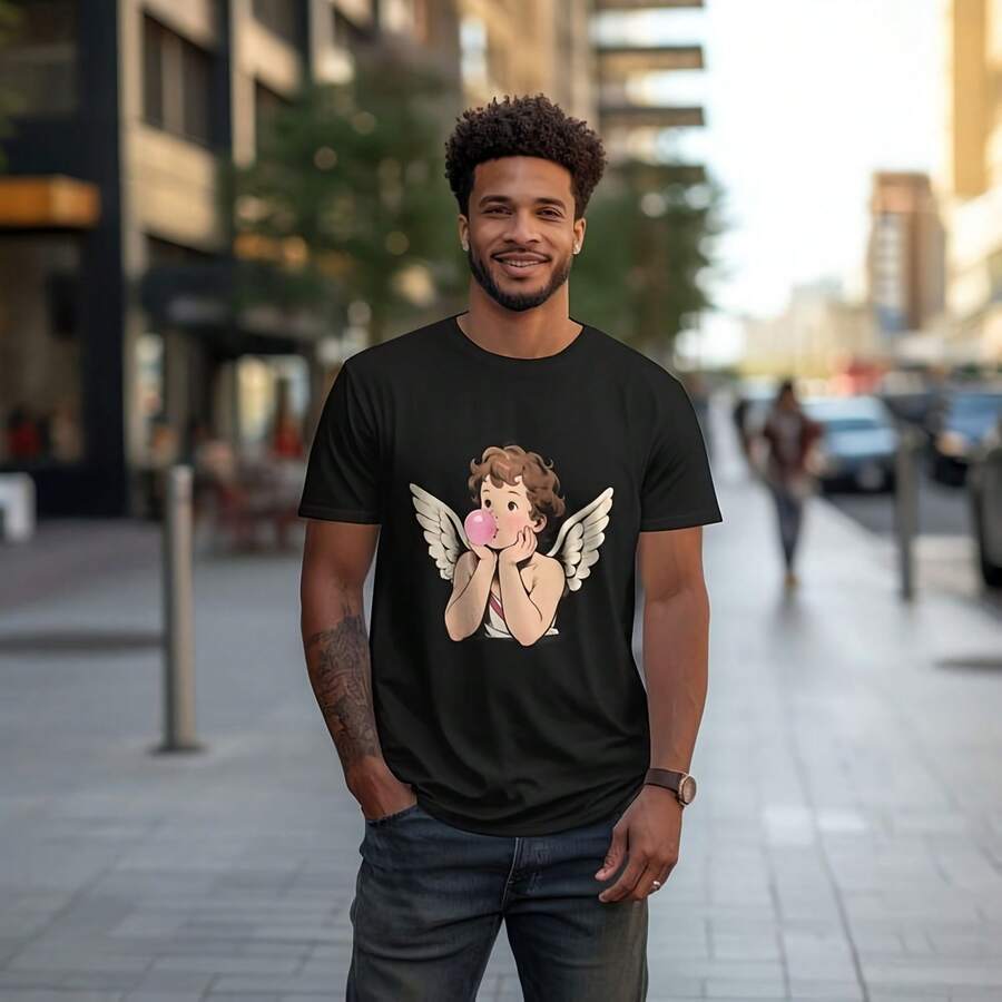 Uni Cupid Pink Bubble Gum T-Shirt Vintage Cupid Angel Unisex T-Shirt M