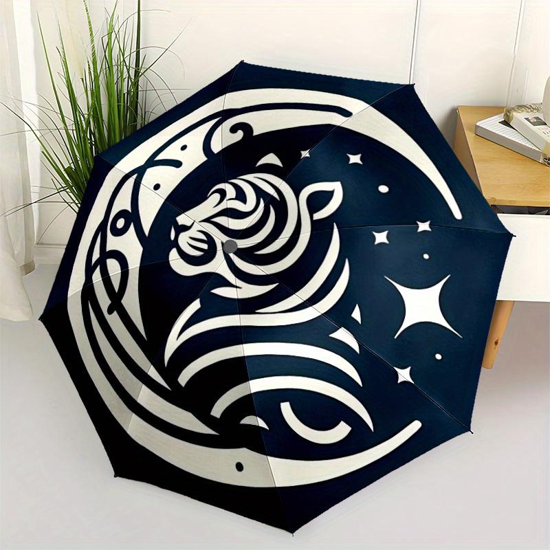 1pc Tiger Moon Automatic Umbrella High Quality Canopy, Portable Folding Umbrella with, Ideal Gift for - Travel, Everyday, Formal Events, Stylish Acces