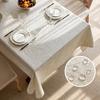 Tablecloth Waterproof Oil-Proof French Retro Style Rectangular Dining Table Cover with Tassels Crochet Patterns Home Kitchen Restaurant Decor