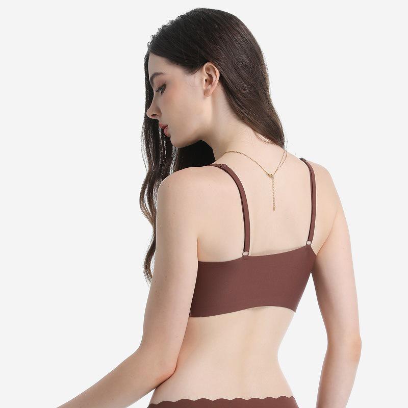 V-neck Seamless Wave Edge Bra - Wire-free, Thin, and Comfortable for Women