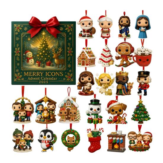 

Рождественский Адвент-календарь 2025 24-дневный календарь обратного отсчета с 24 коллекционными фигурками Подарки на Рождество для детей и взрослых зелёный