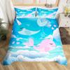 Rainbow Unicorn Quilt Cover Charming Dreamy Horse Comforter Cover Cartoon Little Unicorn Bed Cover Kit Single Size For Girl Teen Kawaii Gifts