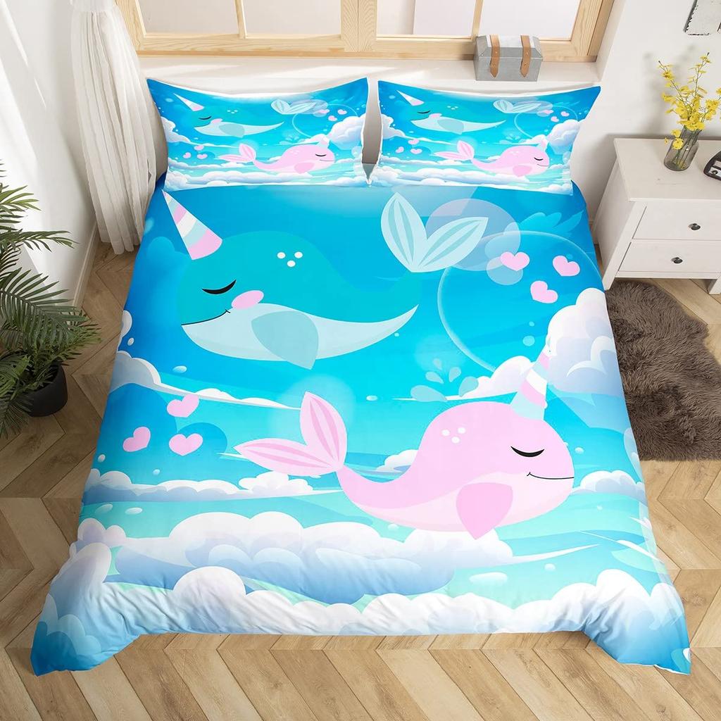 Rainbow Unicorn Quilt Cover Charming Dreamy Horse Comforter Cover Cartoon Little Unicorn Bed Cover Kit Single Size For Girl Teen Kawaii Gifts