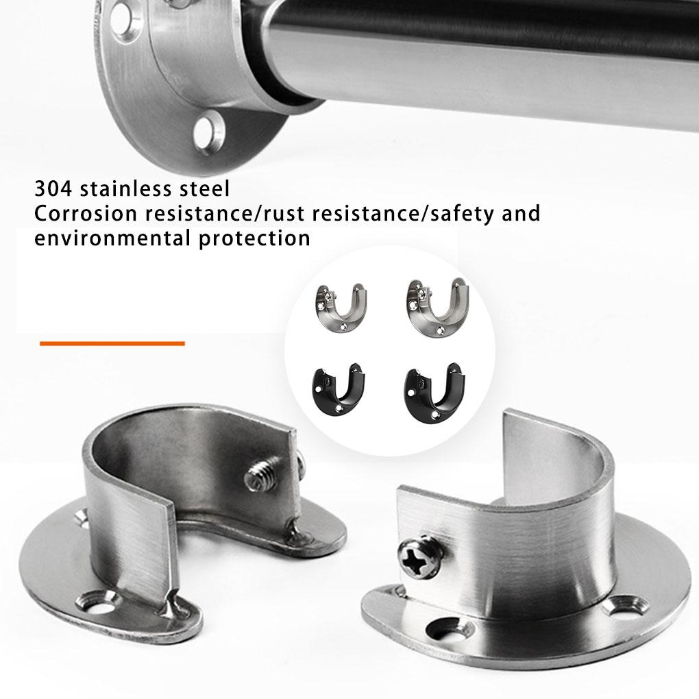 Soquetes de poste de armário de aço inoxidável 25/32 mm Suporte de haste de flange em forma de U 3 furos Suporte de trilho de guarda-roupa para banheiro