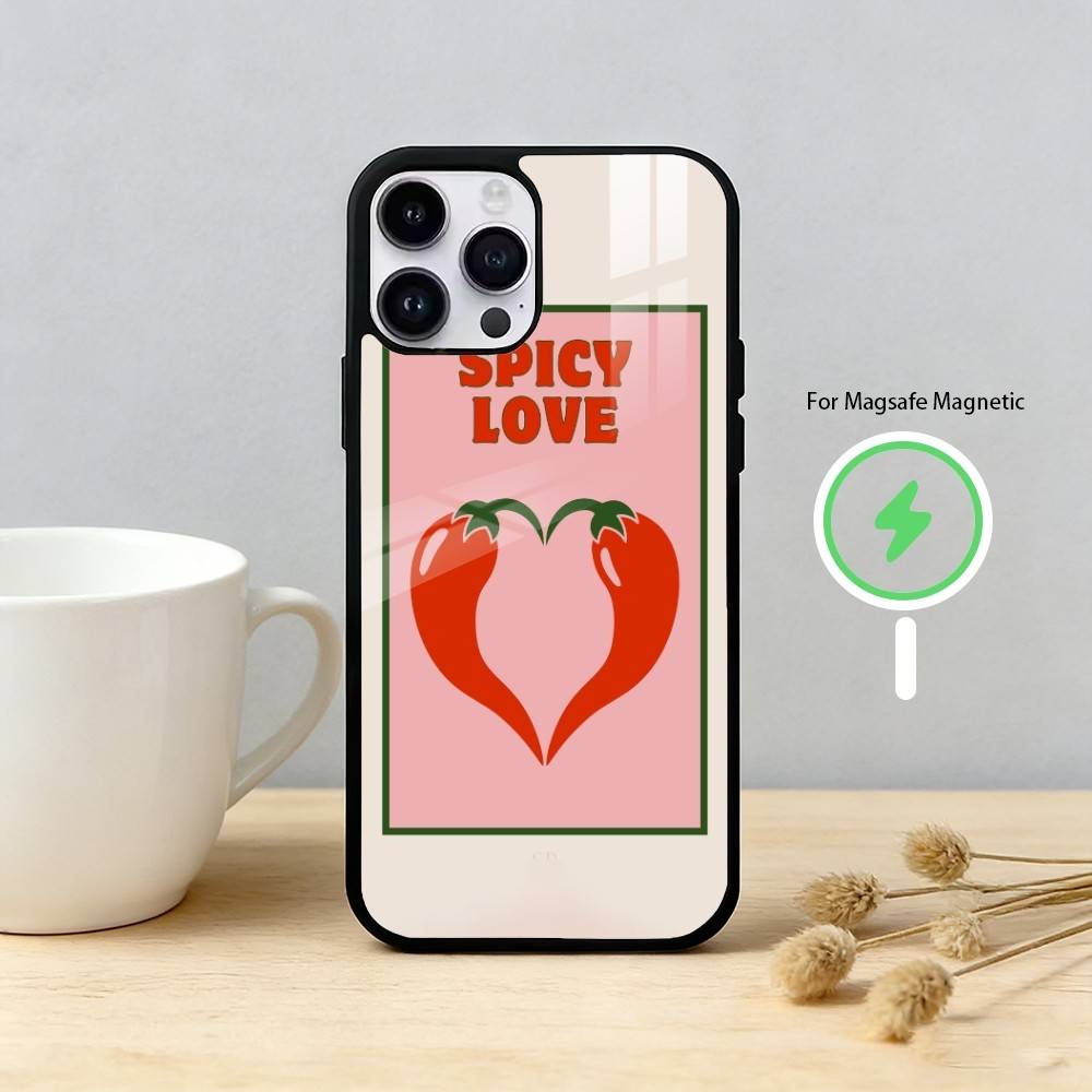 love red chili Phone Case For iPhone 17 16 15 14 13 12 Pro Max Plus for Mirror Wireless Magnetic Cover