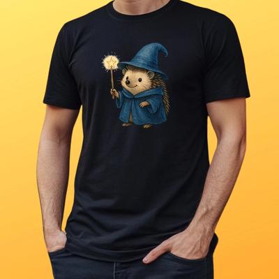 T-Shirt Herren Zauberer Igel Motiv Baumwolle Größe S Bis 5XL